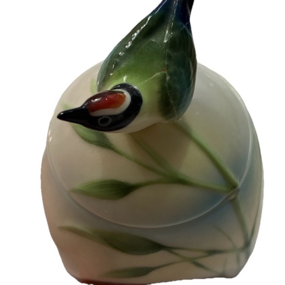 Vintage Franz creamer Ceramic Bird Decor with Green and Cream Design - Picture 4 of 9
